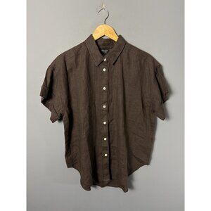 NWT Baird McNutt Irish Linen for J. CREW Womens M Capitaine Shirt in Brown BY693